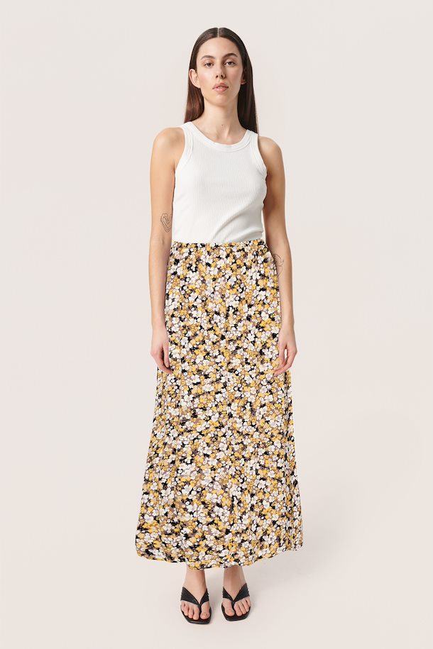Soaked in Luxury Zaya Skirt, Brown Lentil Flickering Floral | Denmark