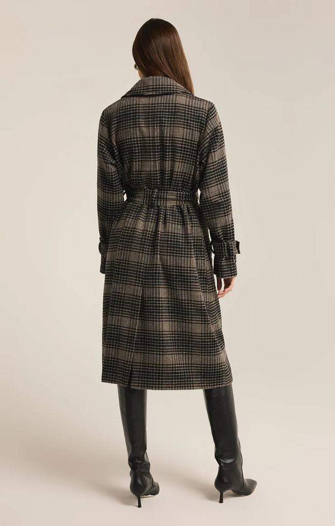 Z Supply Jackie Plaid Trench Coat | Latte