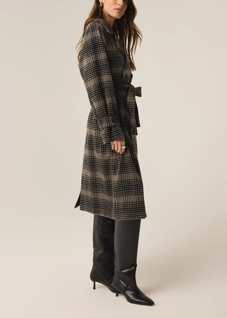 Z Supply Jackie Plaid Trench Coat | Latte