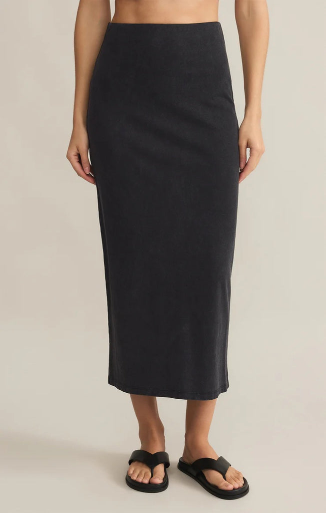 Z Supply Gail Midi Skirt | Black, Designed in the USA