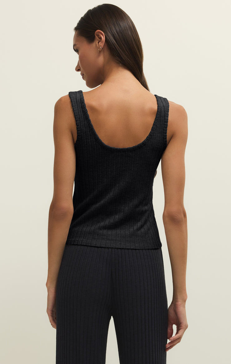 Z Supply Double Scoop Silky Rib Tank, Black Sand | Designed in the USA