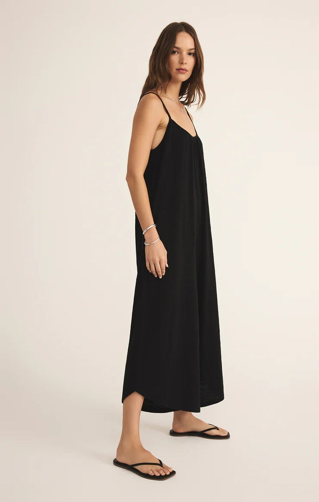 Z Supply Flared Jumpsuit Designed in the USA | Black, Textured