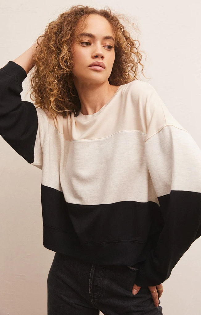 Z Supply Colour Block Modal Sweatshirt | Black
