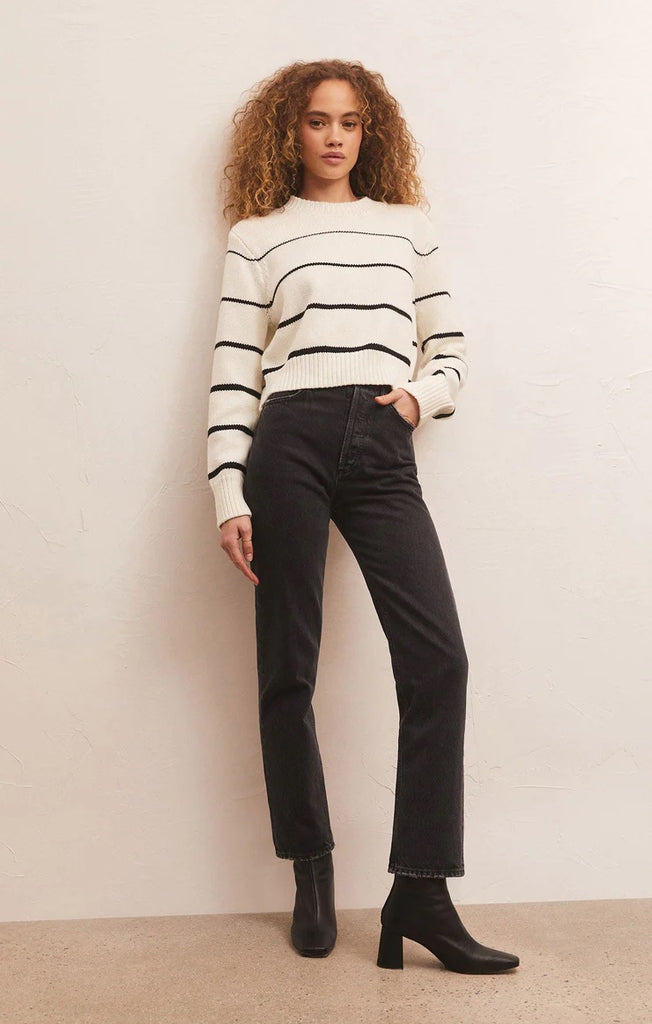 Z Supply Milan Stripe Sweatshirt | Natural, Designed in the USA