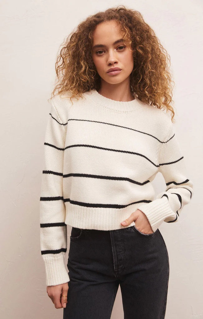 Z Supply Milan Stripe Sweatshirt | Natural, Designed in the USA