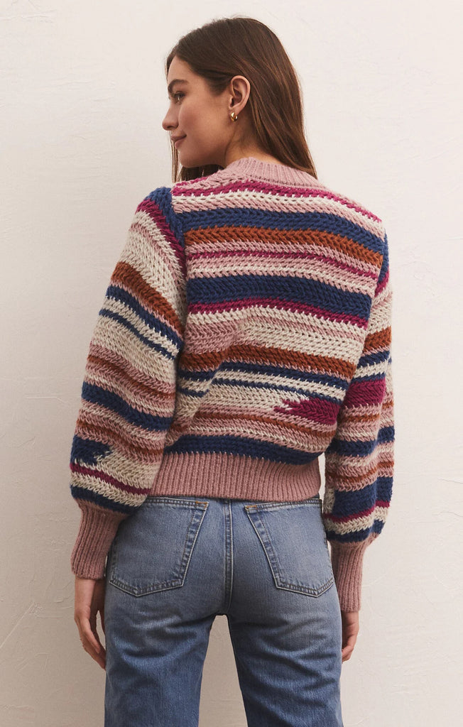 Z Supply Asheville Stripe Sweater | Magenta Punch, Designed in the USA