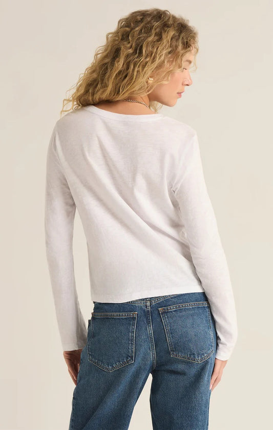 Z Supply Modern Slub Long Sleeve Tee, White | Designed in the USA