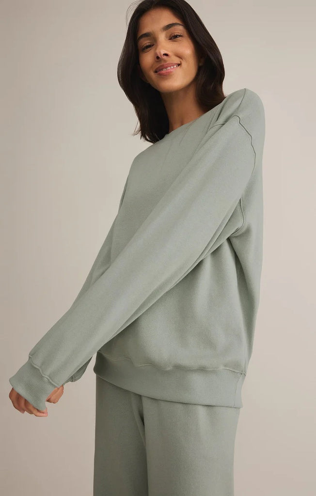 Z Supply Classic Boyfriend Fleece Sweatshirt | Sage Green