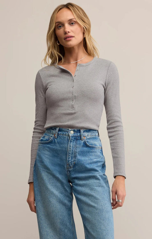 Z Supply Stella Modal Rib Henley | Heather Grey