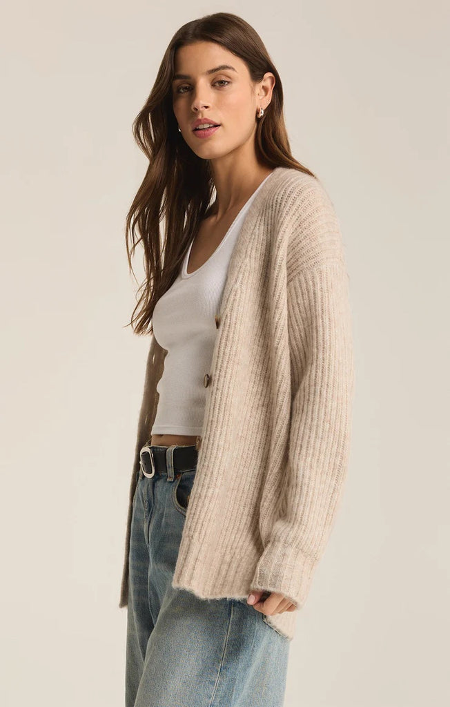 Z Supply Josie Cardigan | Light Oatmeal, Designed in the USA