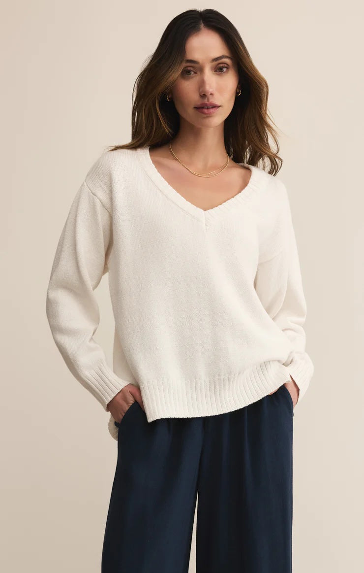 Z Supply All Around Sweater | White, Designed in the USA