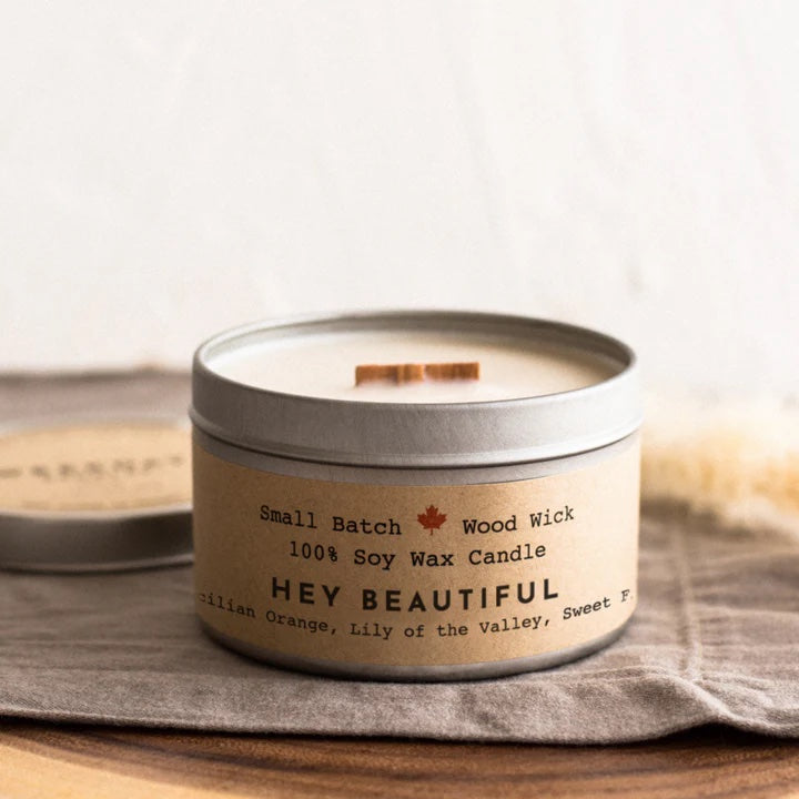 Cabin Tin Candle, Hey Beautiful | Soy Wax, Made in Canada