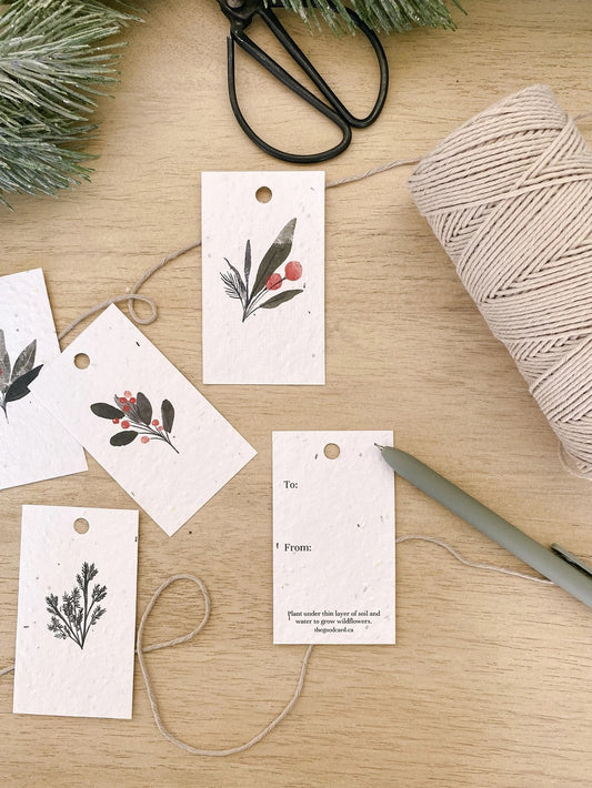 The Good Card Plantable Gift Tags - Holiday Florals, Made in Canada