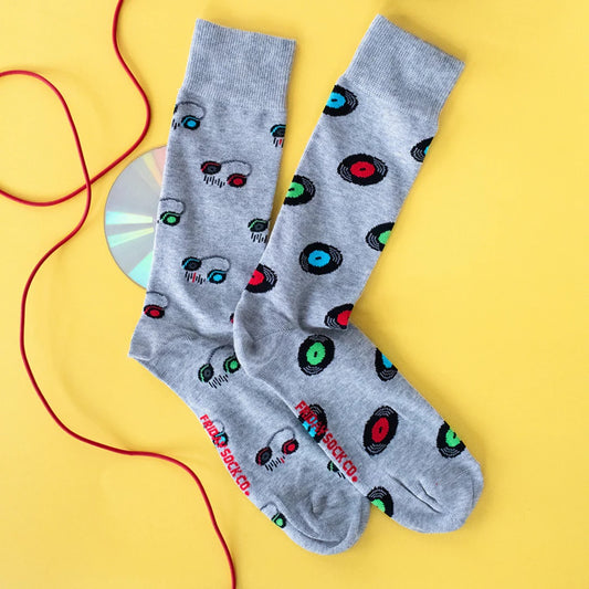 Friday Sock Co. Men's Mismatched Socks | Record & Headphone 