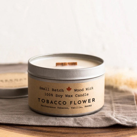 Cabin Tin Candle, Tobacco Flower | Soy Wax, Made in Canada