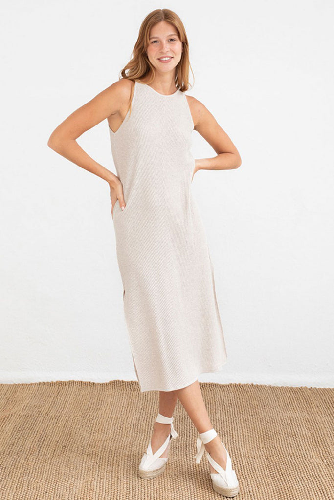 Mus & Bombon Zonda Dress | Beige, Made in Spain
