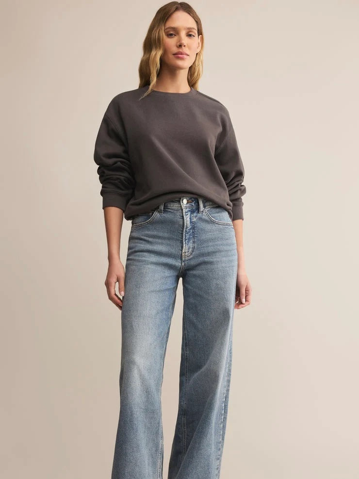 Classic Boyfriend Fleece Sweatshirt - Washed Black