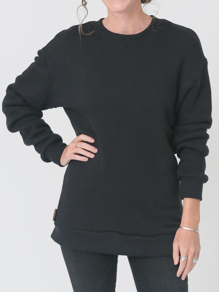 Qube Qrew Sweater Twang and Pearl | Black