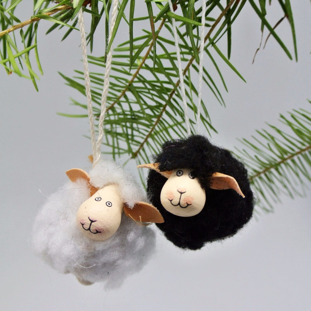 Wooly Sheep Ornament | White & Black