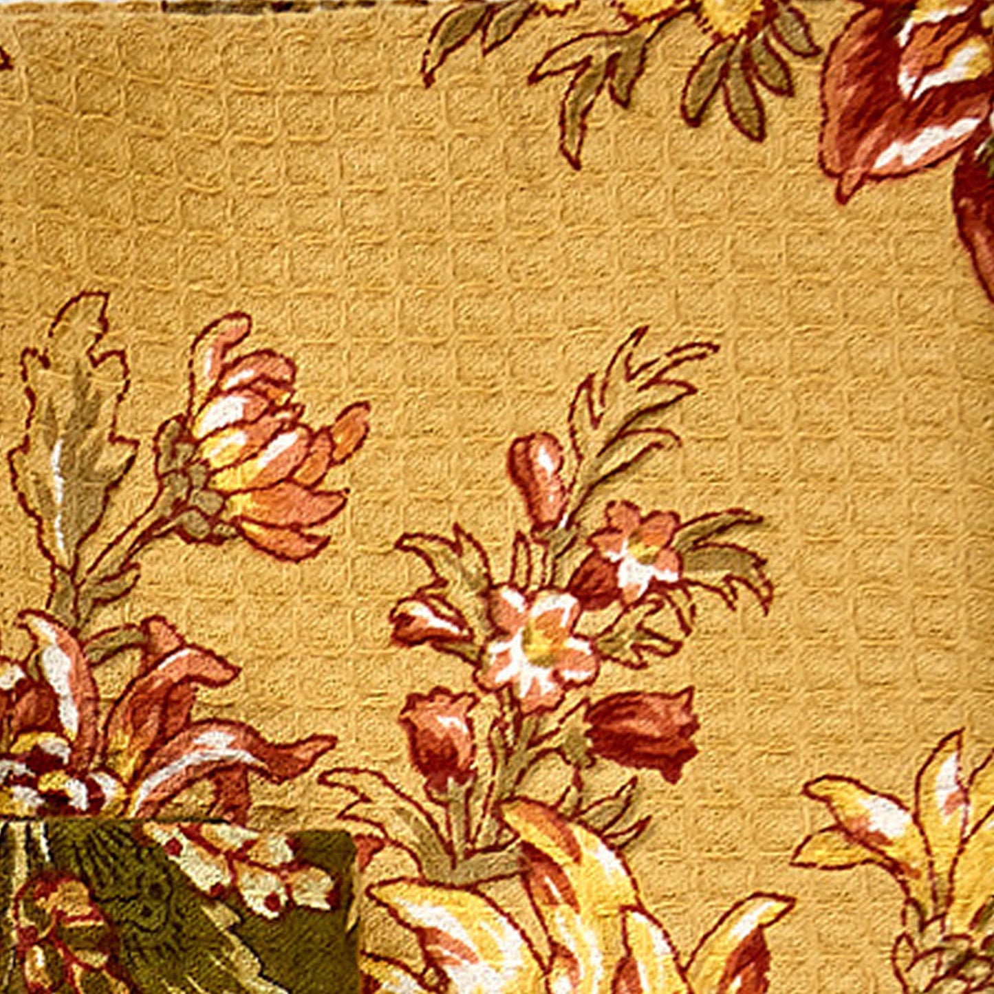 April Cornell Printed Waffle Cotton Dish Cloths | Bountiful Harvest Gold