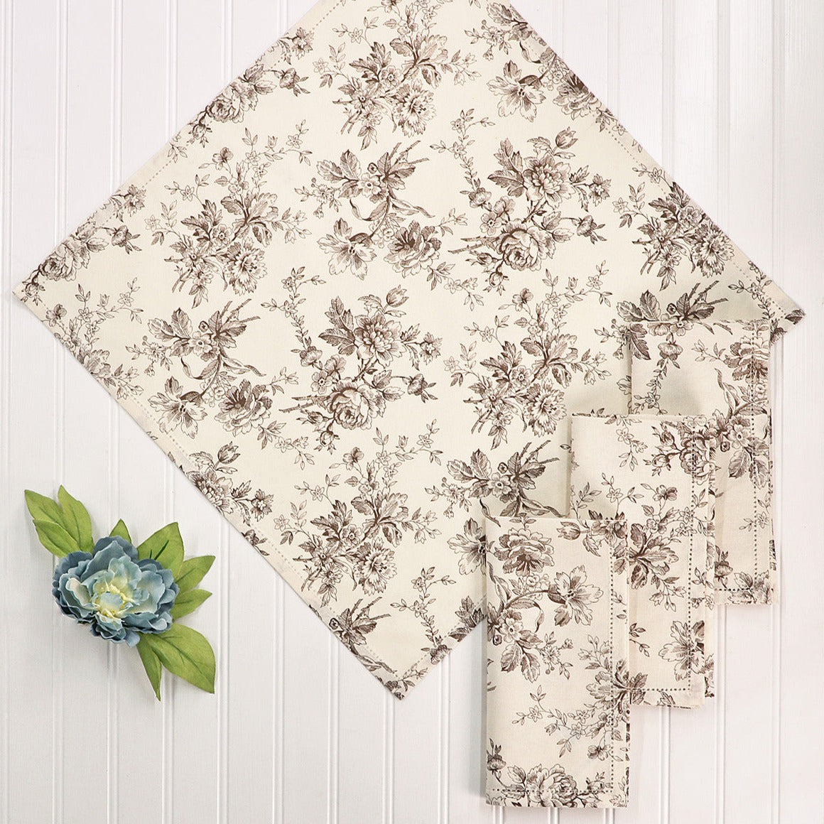 April Cornell Printed Napkins Set of 4 | Rosalind Chocolate, Cotton