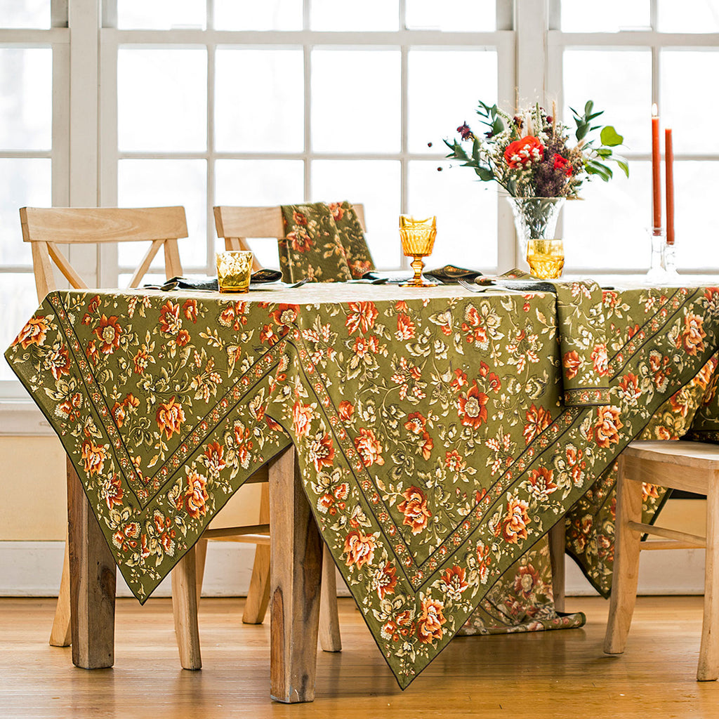 April Cornell Cotton Tablecloth | Concerto Olive, Designed in Canada