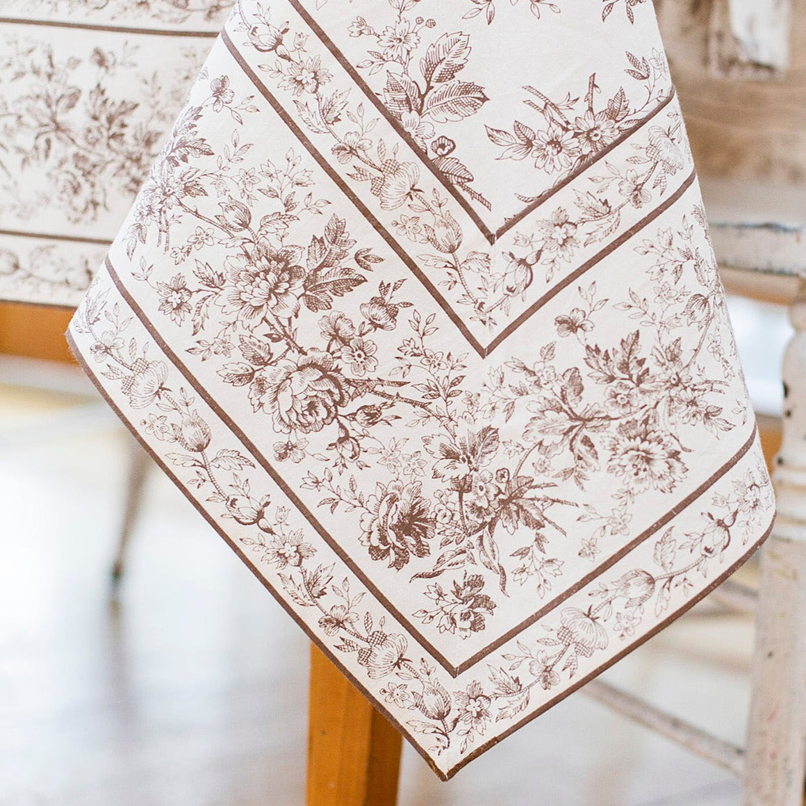 April Cornell Cotton Tablecloth Rosalind Chocolate | Designed in Canada
