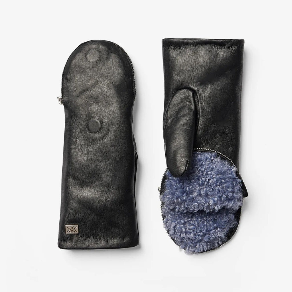 Soia & Kyo Betrice Black Steel Leather Mittens | Designed in Canada