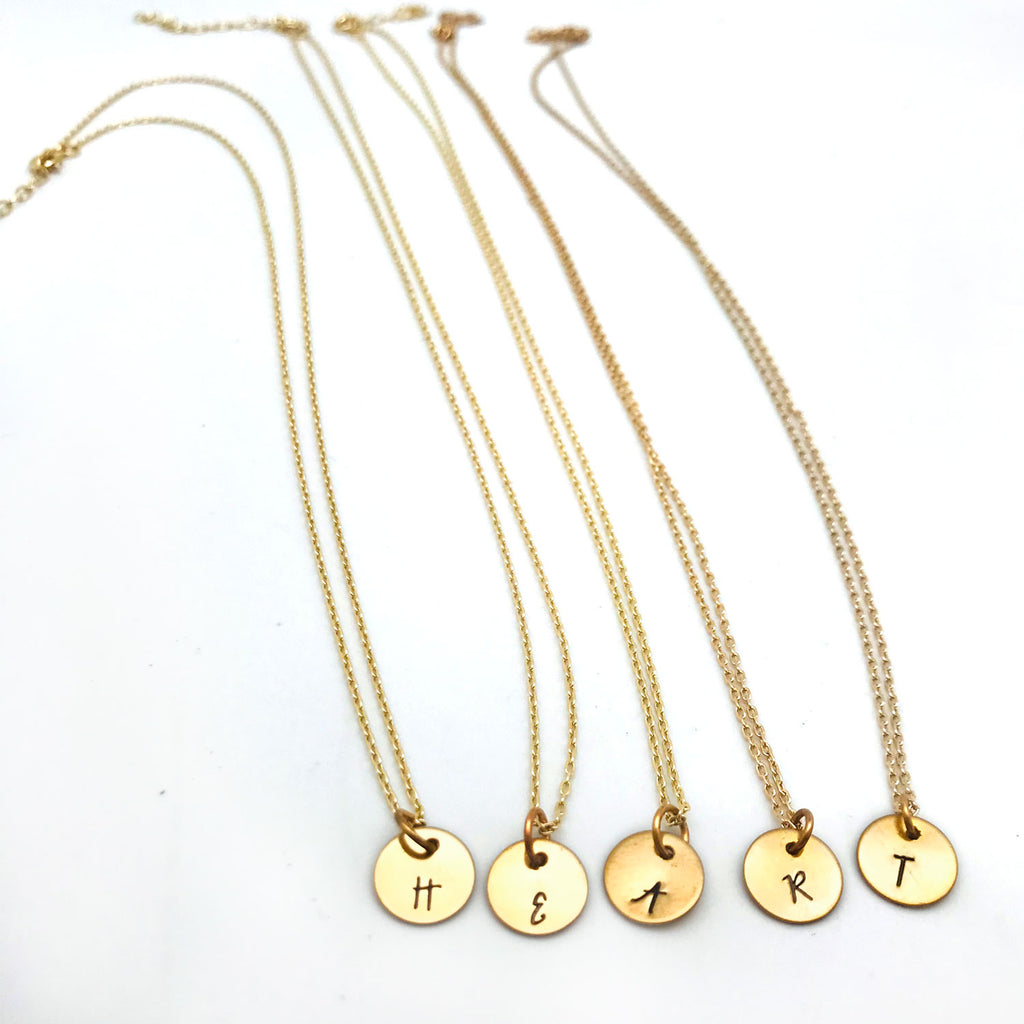 Bella Vita Necklace Stamped Initials Gold | Made in the USA