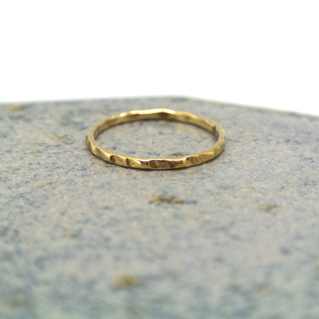 twang and pearl brass stacking rings hammered
