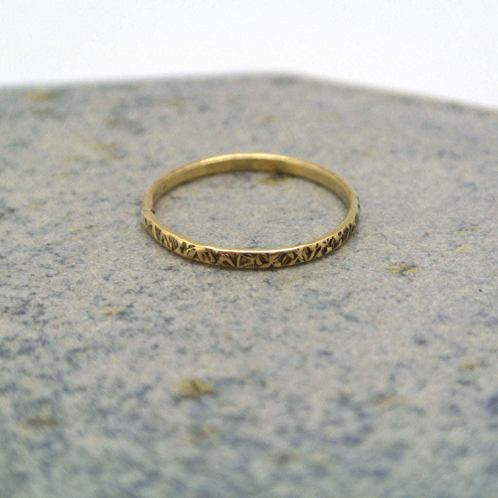 twang and pearl brass stacking rings stamped
