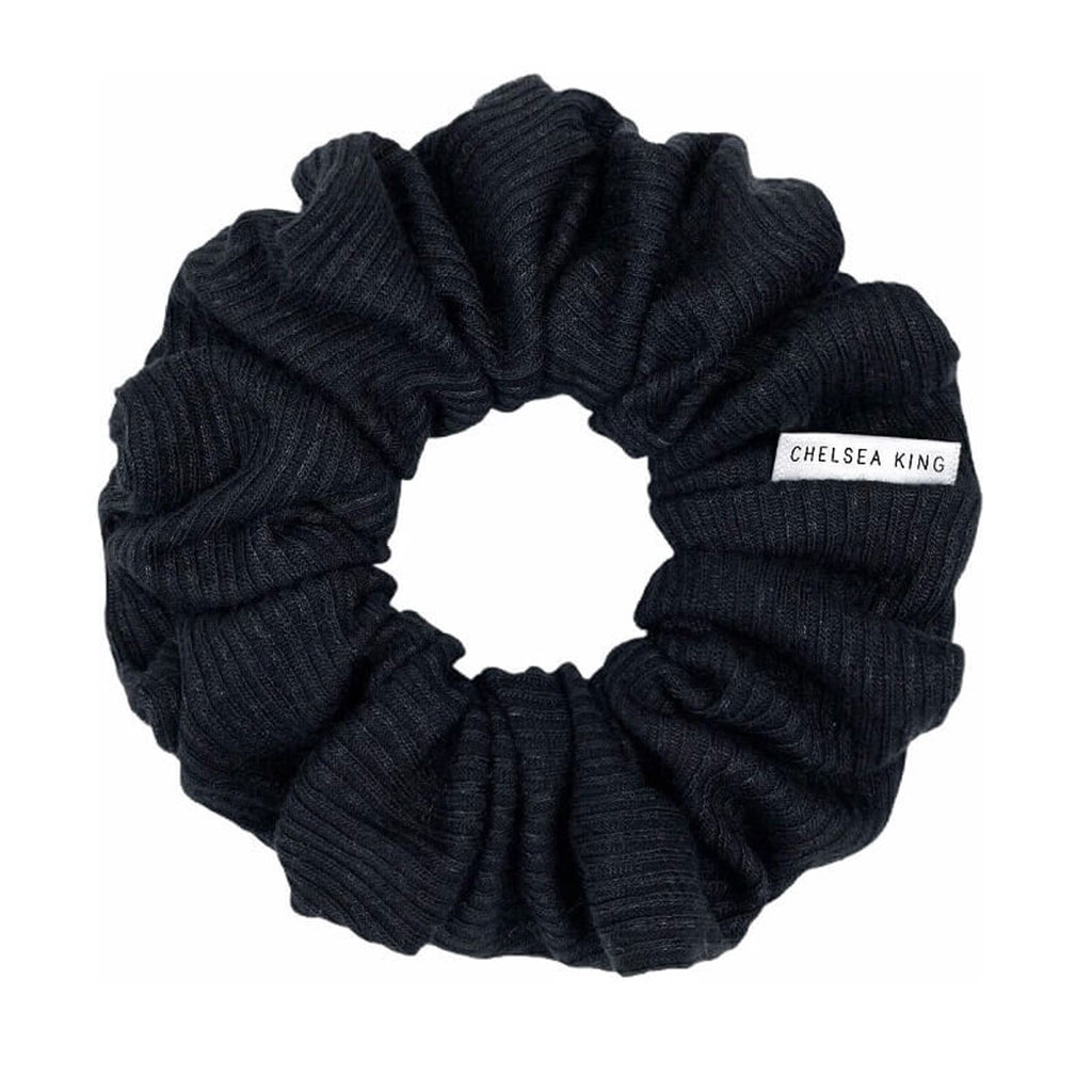Chlesea King French Ribbed Scrunchie | Black, Handmade in Canada