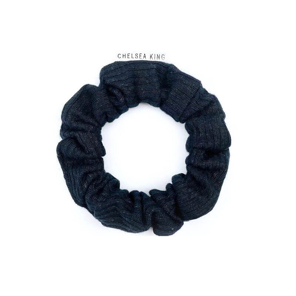 Chlesea King French Ribbed Scrunchie | Black, Handmade in Canada