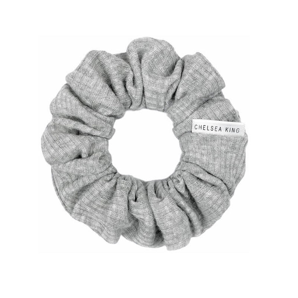 Chelsea King French Ribbed Scrunchie | Light Grey, Handmade in Canada