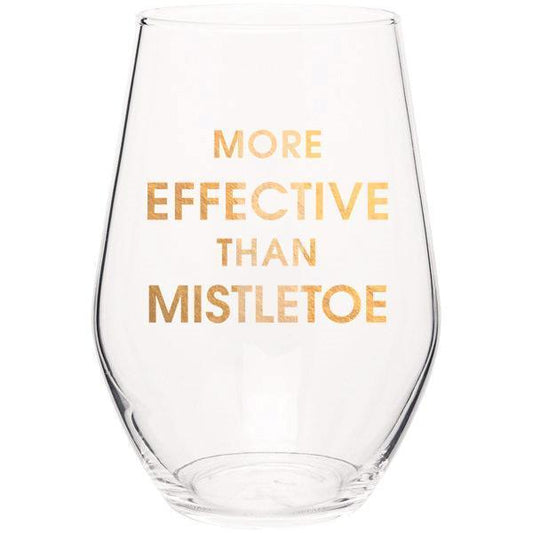 Chez Gagne - Stemless Wine Glass - Effective Mistletoe