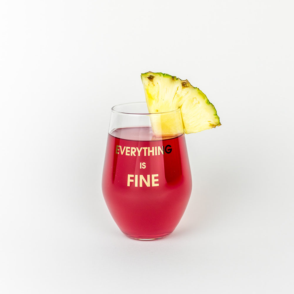 Chez Gagne Stemless Wine Glass | Everything Is Fine, Gold Foil, 19oz