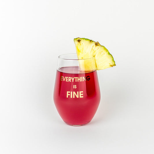 Chez Gagne Stemless Wine Glass | Everything Is Fine, Gold Foil, 19oz