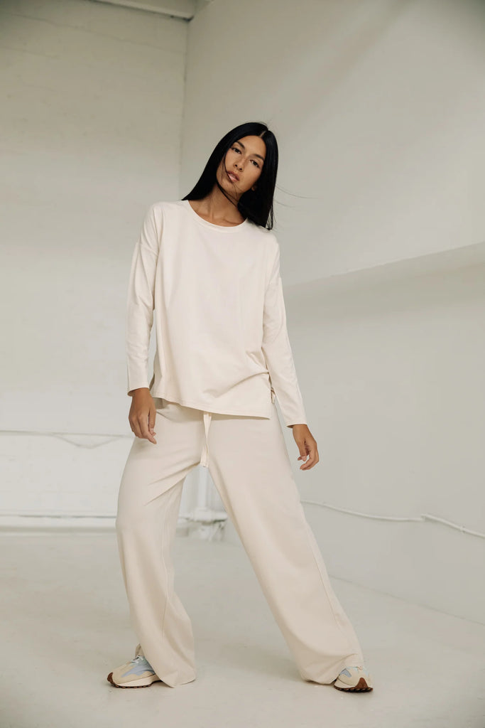 Paper Label Emily Wide Leg Pant - Oatmeal, Designed in Canada