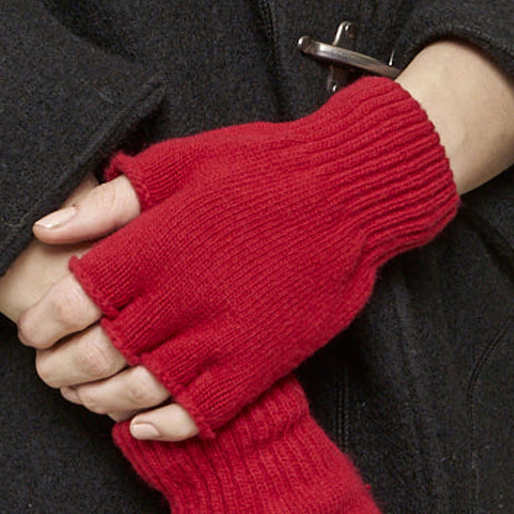Parkhurst Fingerless Gloves | Scarlette Red, Lambswool