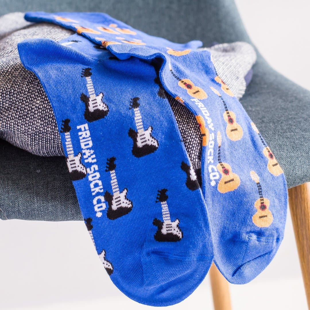 Friday Sock Co. Men's Mismatched Socks - Acoustic & Electric Guitar