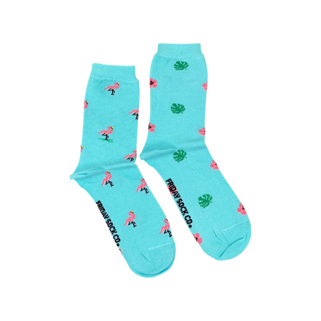 Friday Sock Co. Women's Mismatched Crew Socks - Tiny Flamingo