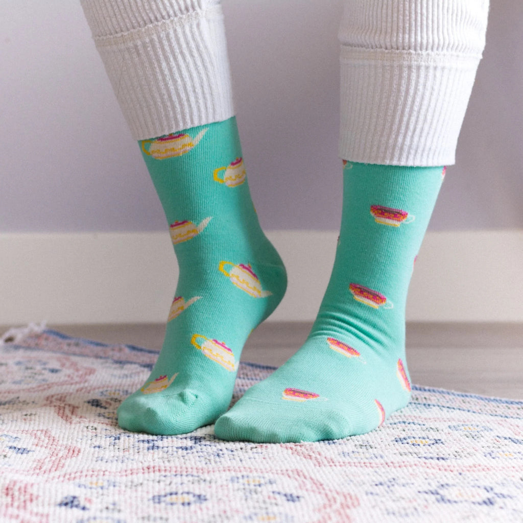 Friday Sock Co. Women's Mismatched Socks | Vintage Teacup & Teapot