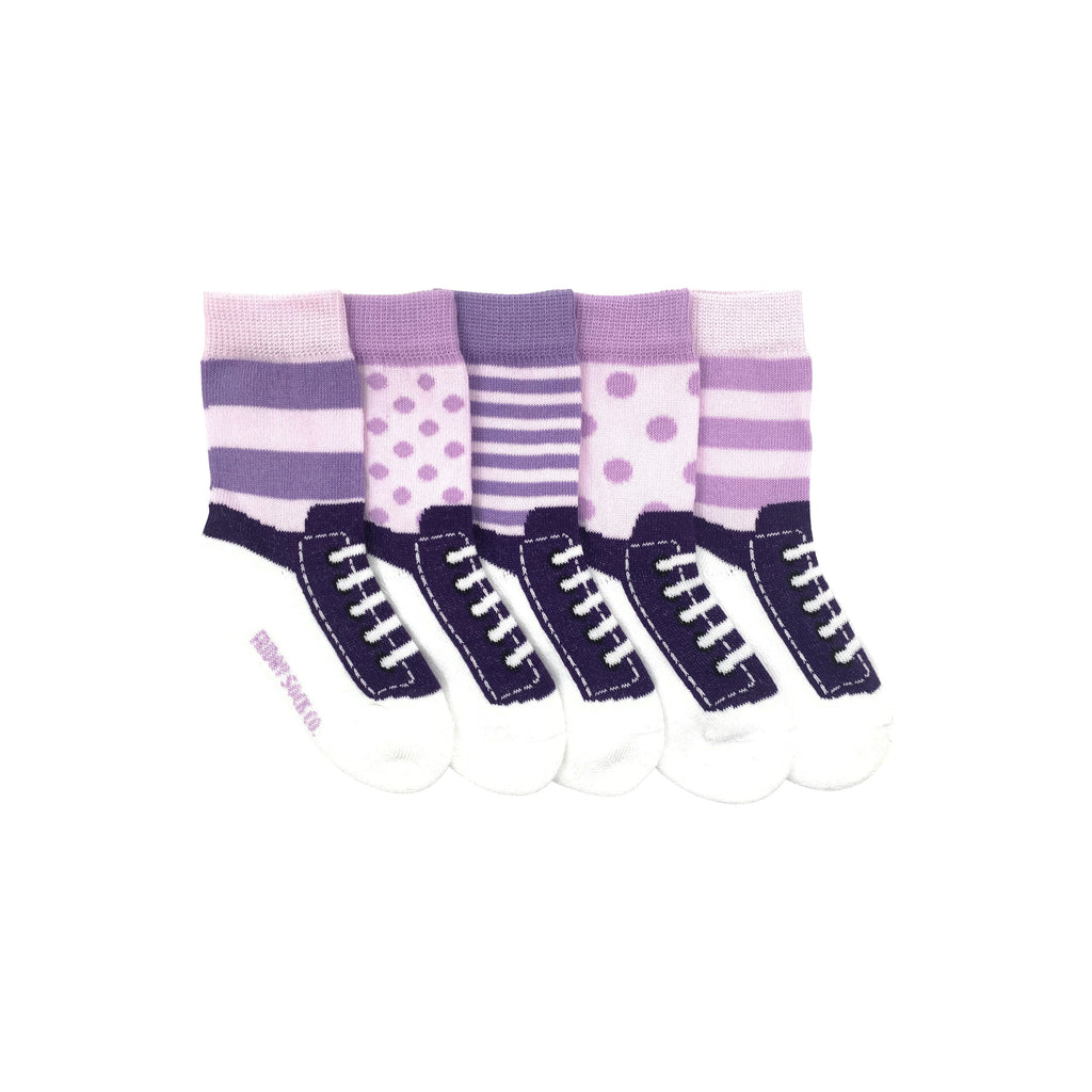 Friday Sock Co. Baby Mismatched Socks | Purple & Lilac Sneakers