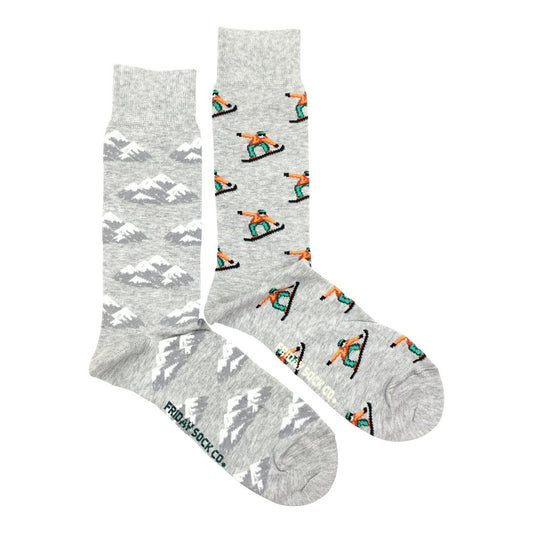 Men's Mismatched Socks - Mountain & Snowboarder