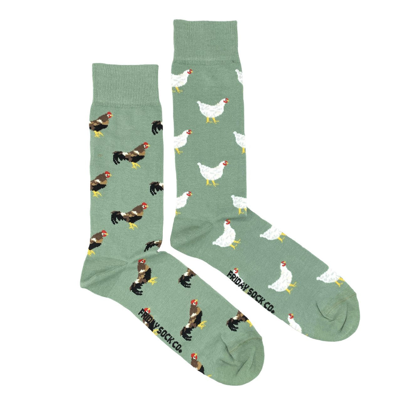 Men's Mismatched Socks - Chicken and Rooster
