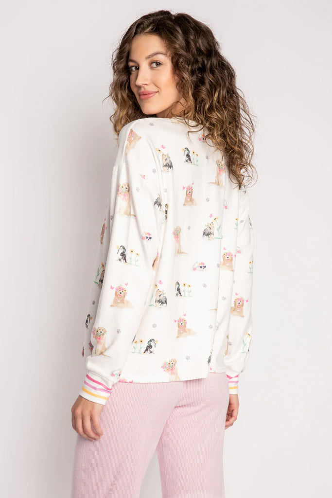 PJ Salvage Garden Party Dogs Top | Ivory, Designed in the USA