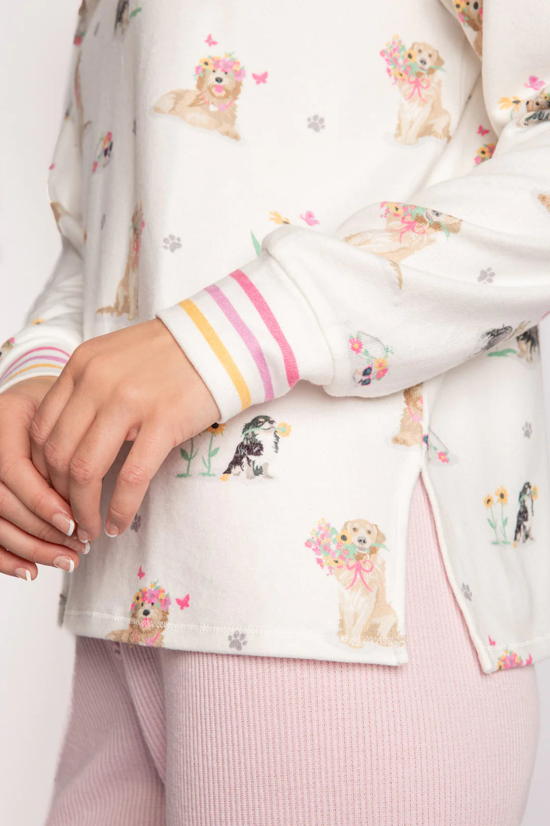 PJ Salvage Garden Party Dogs Top | Ivory, Designed in the USA