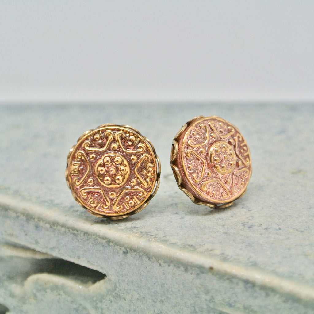 Grandmother's Buttons Earring Studs Petit Bohemia Rose Star at Twang and Pearl