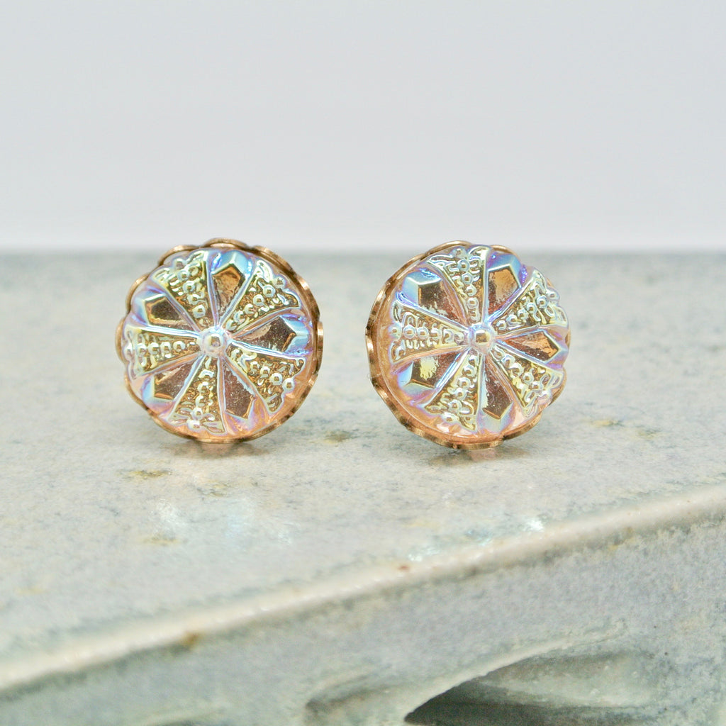 Grandmother's Buttons Earring Studs Petit Bohemia Aurora Flower at Twang and Pearl
