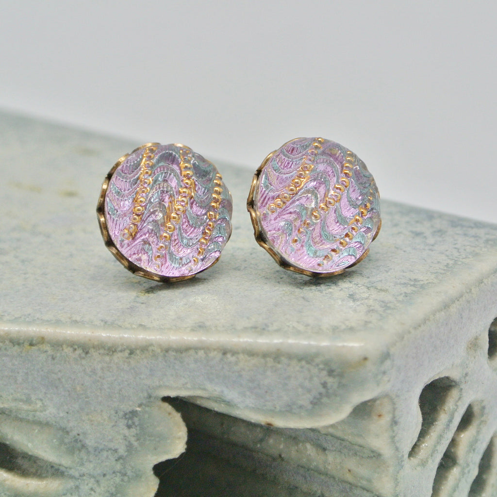 Grandmother's Buttons Earring Studs Petit Bohemia Aurora Wave at Twang and Pearl